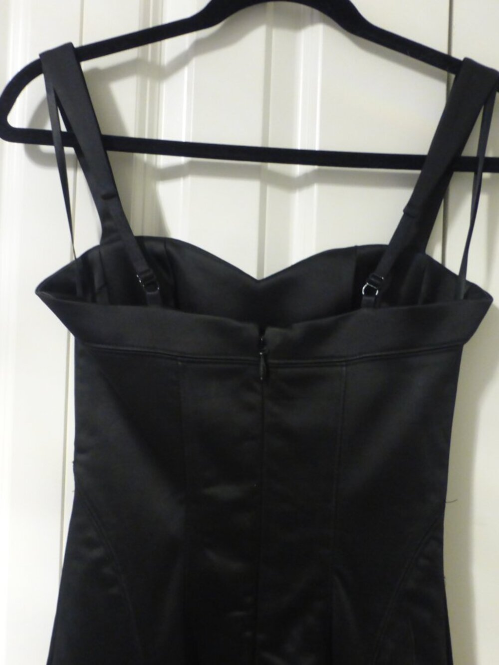 BEBE black satin party cocktail dress with adjustable straps - Picture 5 of 7